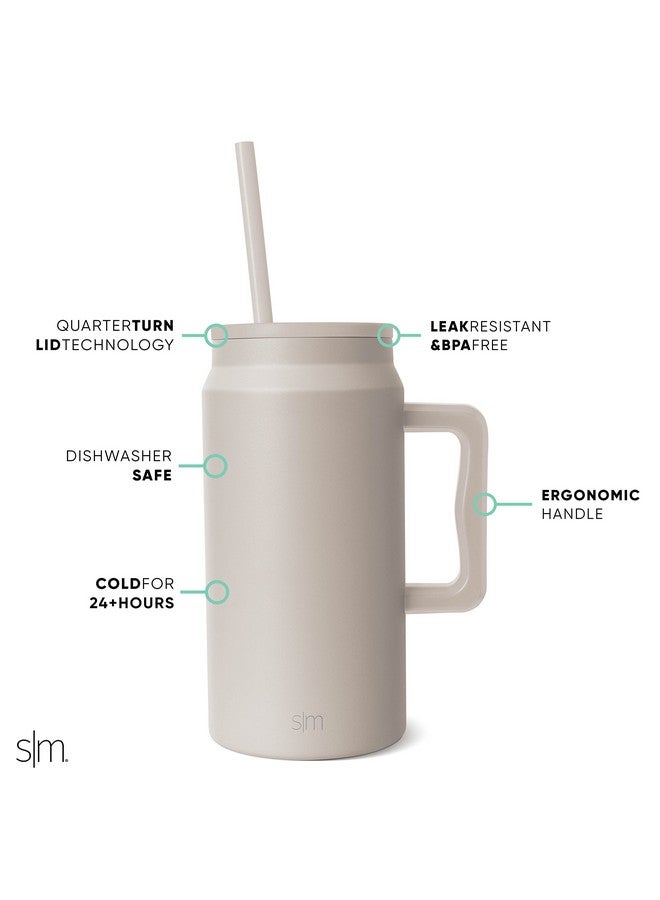 Simple Modern Simple Modern 50 oz Mug Tumbler with Handle and Straw Lid | Reusable Insulated Stainless Steel Large Travel Jug Water Bottle | Gifts for Women Men Him Her | Trek Collection | Almond Birch - Image 2