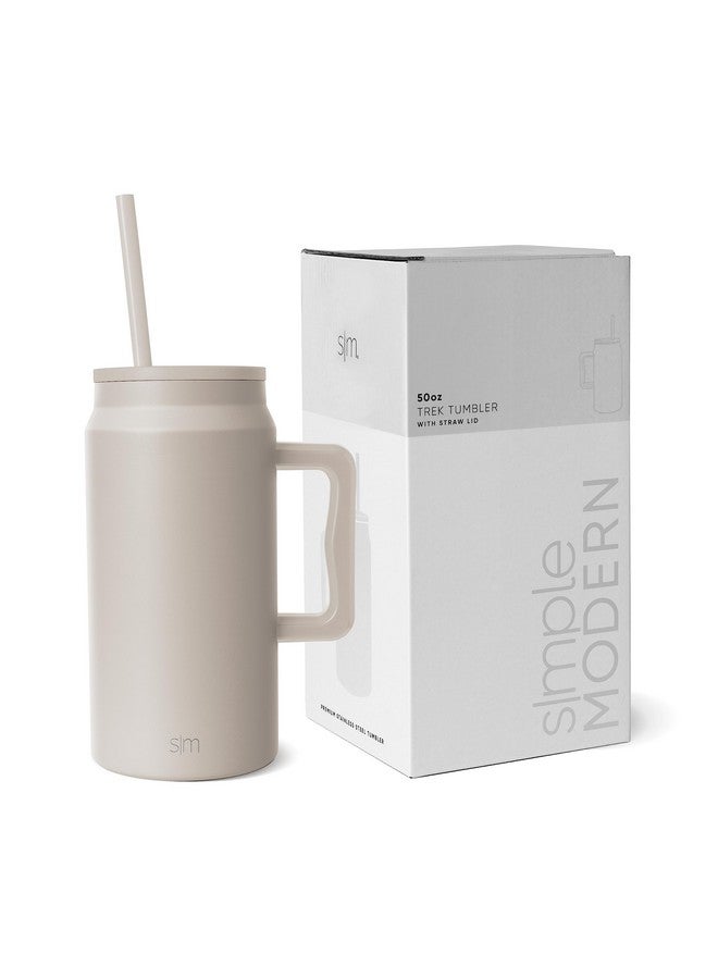 Simple Modern Simple Modern 50 oz Mug Tumbler with Handle and Straw Lid | Reusable Insulated Stainless Steel Large Travel Jug Water Bottle | Gifts for Women Men Him Her | Trek Collection | Almond Birch - Image 1