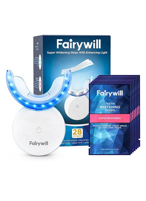Teeth Whitening Kit with led Light, Teeth Whitening Strips for Teeth Sensitive, 10 Min Fast Whitening Teeth, Helps to Remove Stains from Coffee, Smoking, Wines(Light +Strips)