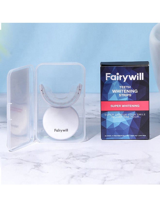 Fairywill - Teeth Whitening Kit with led Light, Teeth Whitening Strips for Teeth Sensitive, 10 Min Fast Whitening Teeth, Helps to Remove Stains from Coffee, Smoking, Wines(Light +Strips) - Image 1