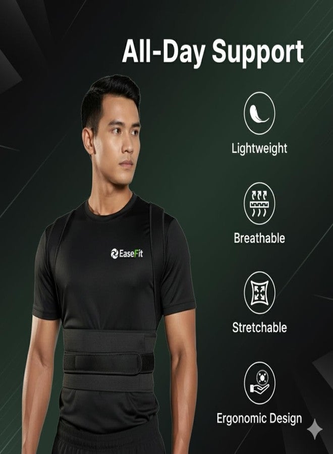 EASEFIT حزام تصحيح وضعية الجسم للرجال والنساء، ضمان لمدة عام | حزام تصحيح وضعية الجسم بمقاس موحد | نيوبرين فاخر وحزام فيلكرو قوي | يخفف آلام أعلى وأسفل الظهر، والفقرات القطنية، والرقبة، وعرق النسا، والفقرات، والكتف | صنع في الهند - Image 5