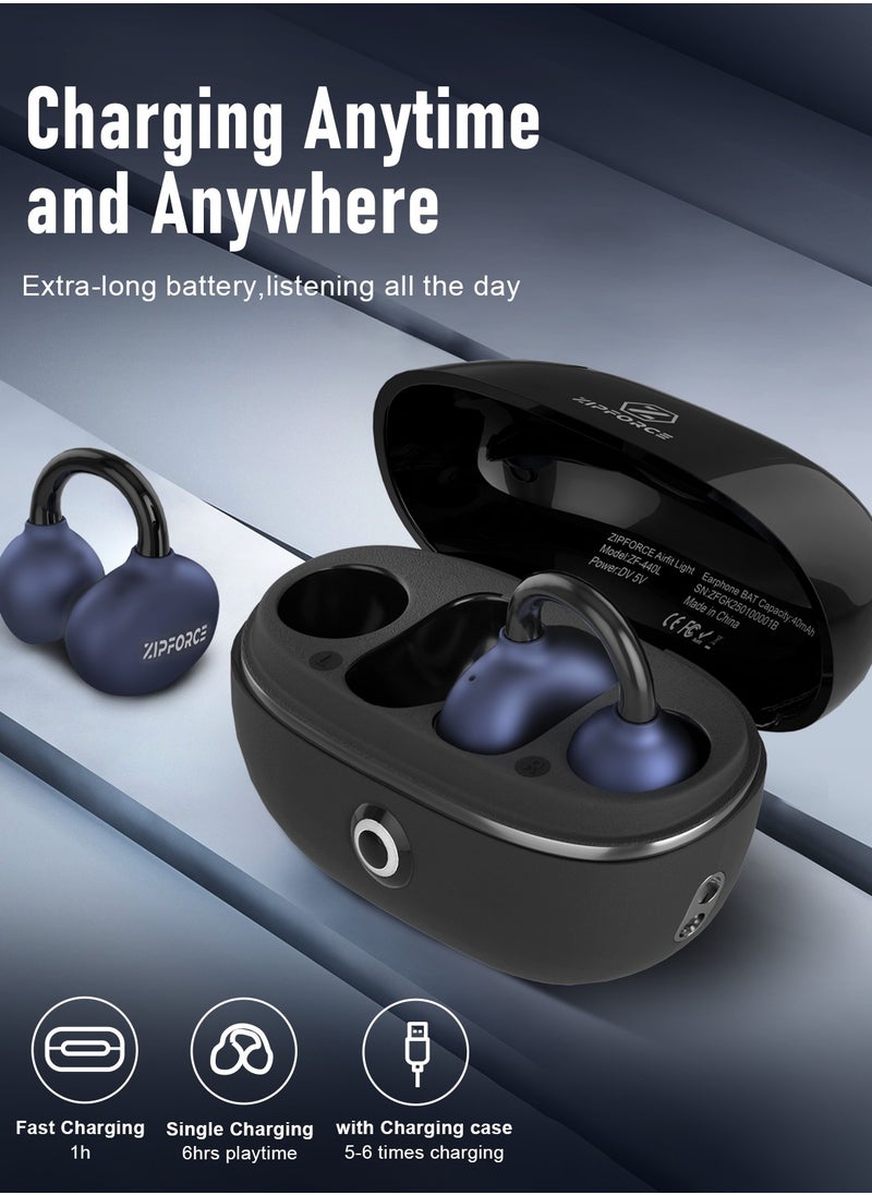 ZIPFORCE - ZIPFORCE Open Ear Ring True Open Ear Headphones, Lightweight Comfort Open Ear Clip Wireless Earbuds, Bluetooth 5.4 OWS Earphones Fit Sports Running, IPX5 Waterproof TWS, Workout Black - Image 1