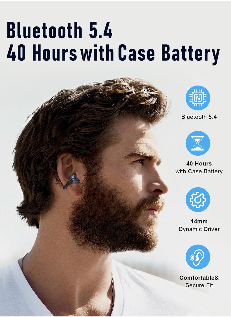ZIPFORCE - ZIPFORCE Open Ear Ring True Open Ear Headphones, Lightweight Comfort Open Ear Clip Wireless Earbuds, Bluetooth 5.4 OWS Earphones Fit Sports Running, IPX5 Waterproof TWS, Workout Black - Image 1