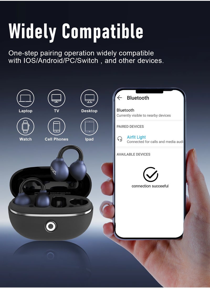 ZIPFORCE - ZIPFORCE Open Ear Ring True Open Ear Headphones, Lightweight Comfort Open Ear Clip Wireless Earbuds, Bluetooth 5.4 OWS Earphones Fit Sports Running, IPX5 Waterproof TWS, Workout Black - Image 1