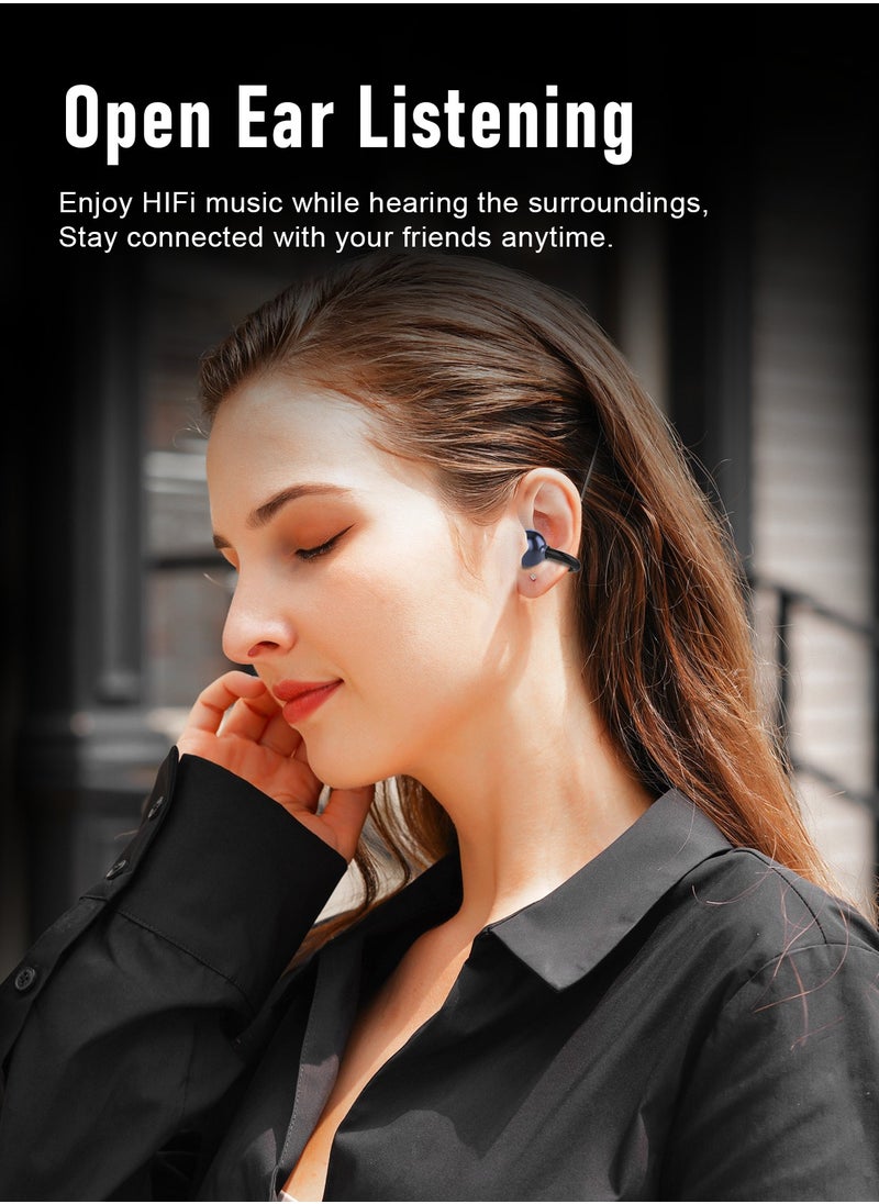 ZIPFORCE - ZIPFORCE Open Ear Ring True Open Ear Headphones, Lightweight Comfort Open Ear Clip Wireless Earbuds, Bluetooth 5.4 OWS Earphones Fit Sports Running, IPX5 Waterproof TWS, Workout Black - Image 1