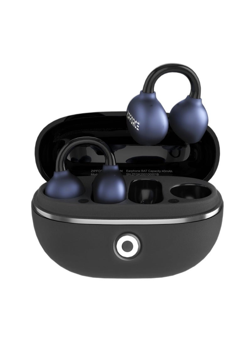 ZIPFORCE Open Ear Ring True Open Ear Headphones, Lightweight Comfort Open Ear Clip Wireless Earbuds, Bluetooth 5.4 OWS Earphones Fit Sports Running, IPX4 Waterproof TWS, Workout Black - Image 1