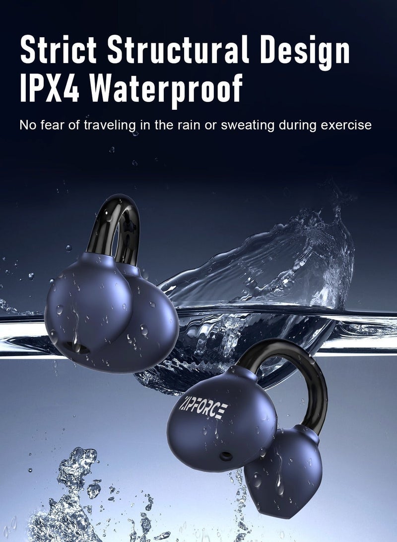 ZIPFORCE Open Ear Ring True Open Ear Headphones, Lightweight Comfort Open Ear Clip Wireless Earbuds, Bluetooth 5.4 OWS Earphones Fit Sports Running, IPX4 Waterproof TWS, Workout Black - Image 4