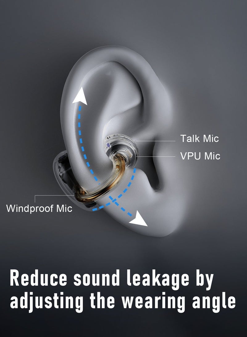 ZIPFORCE Open Ear Ring True Open Ear Headphones, Lightweight Comfort Open Ear Clip Wireless Earbuds, Bluetooth 5.4 OWS Earphones Fit Sports Running, IPX4 Waterproof TWS, Workout Black - Image 3
