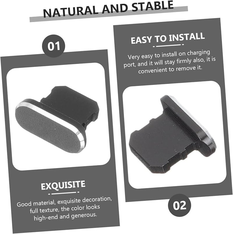 Mikikit 2pcs Black Alloy Dust Plugs for Charging USB Port Protector 1x0 7cm - Image 4