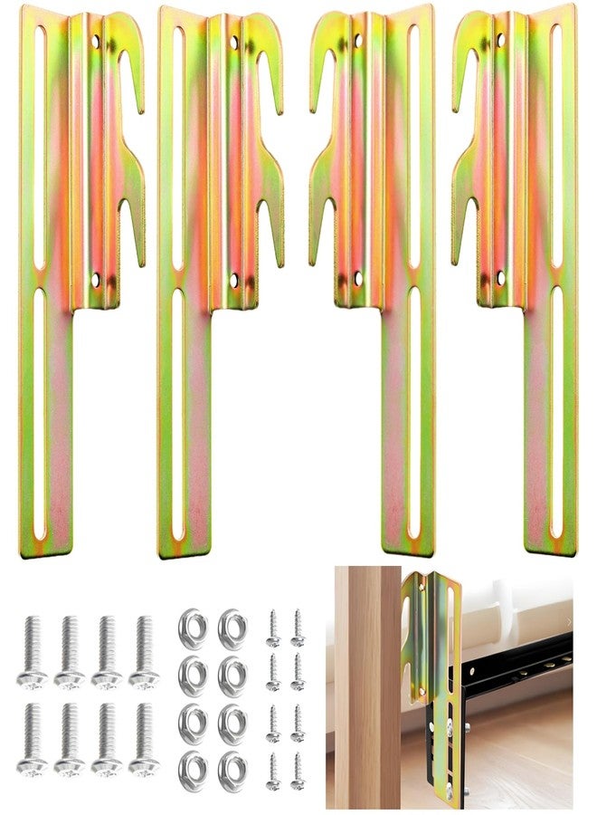 Acshio Set of 4 Bed Frame Conversion Brackets, Bolt On to Hook On Headboard Adapter Brackets, Adjustable Bed Rail Hook Plate Adapter Headboard Attachment Kit for Attach Bed Rail to Headboard - Image 1