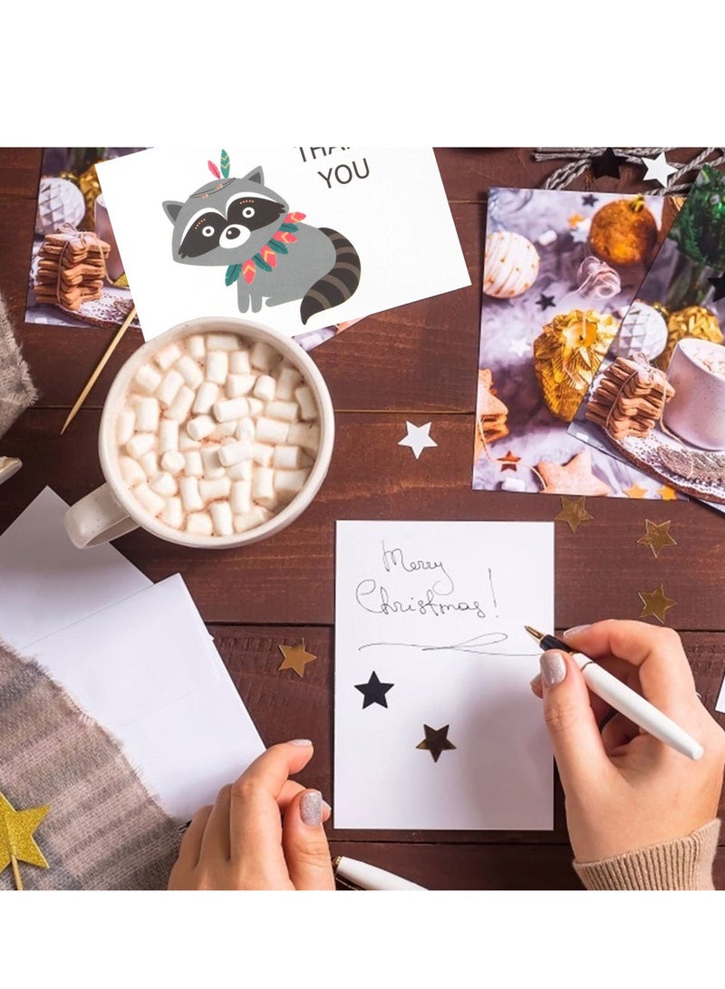 SOLARAE Thank You Cards with Envelopes and Stickers, 48 Pcs Animals Thank You Greeting Cards for Birthday Thank You Weddings Baby Shower - Image 4