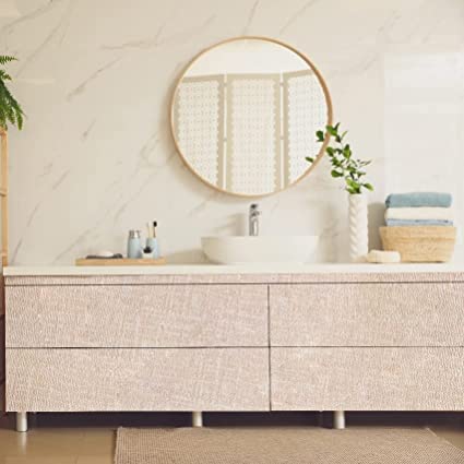 SD ENTERPRISES Cream Fabric Textured Self Adhesive Waterproof Wallpaper Furniture Film Contact Paper for Table top,Furniture, Almirah Doors and Other DIY, Renovation Project (45x300) - Image 5