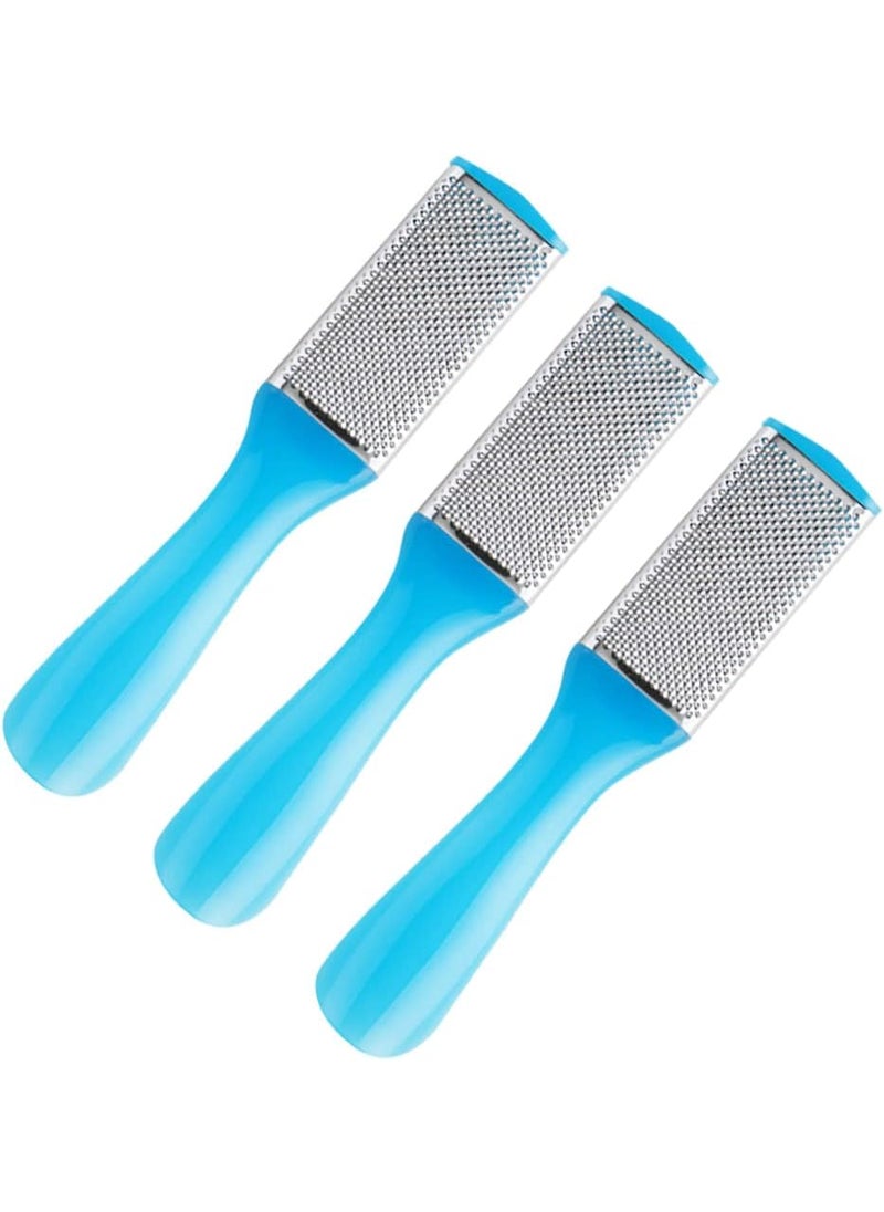 lasenersm 3 Pieces Foot File Callus Remover Stainless Steel Foot File Foot Scrubber Feet Rasp Double Side Dead Skin Remover Foot Scraper Foot Sander Foot Care Tool with Plastic Handle Blue 
