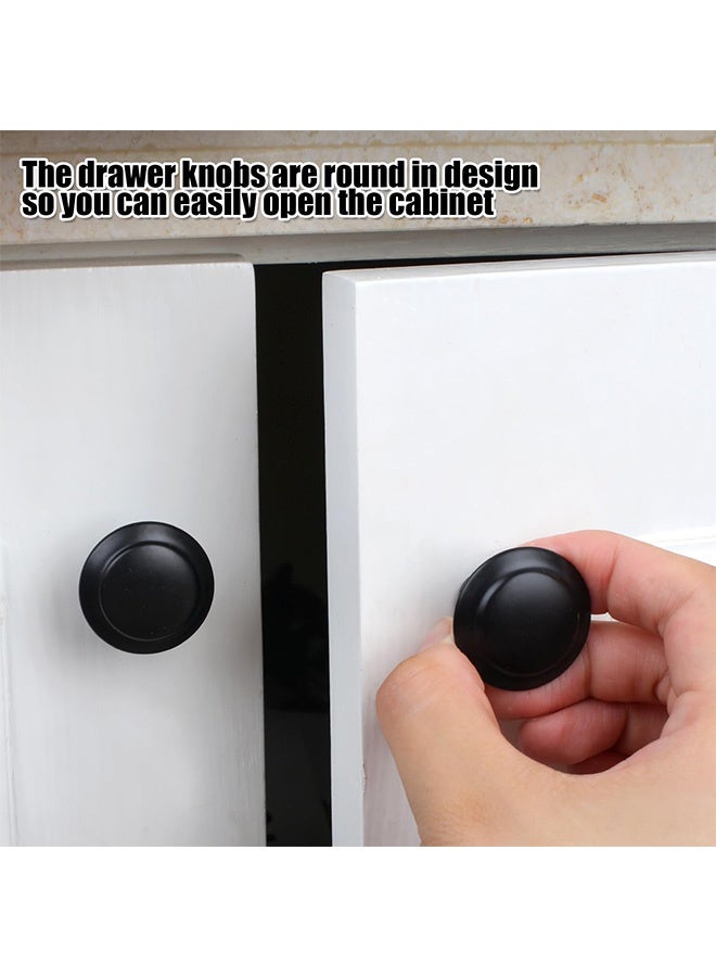 Peachjoy 10 PCS Vintage Antique Black Knobs Handle Pulls, 30mm Brass Round Knobs for Cabinet Drawer Kitchen, Bathroom, Cupboard, Home Office Furniture (Black) - Image 5