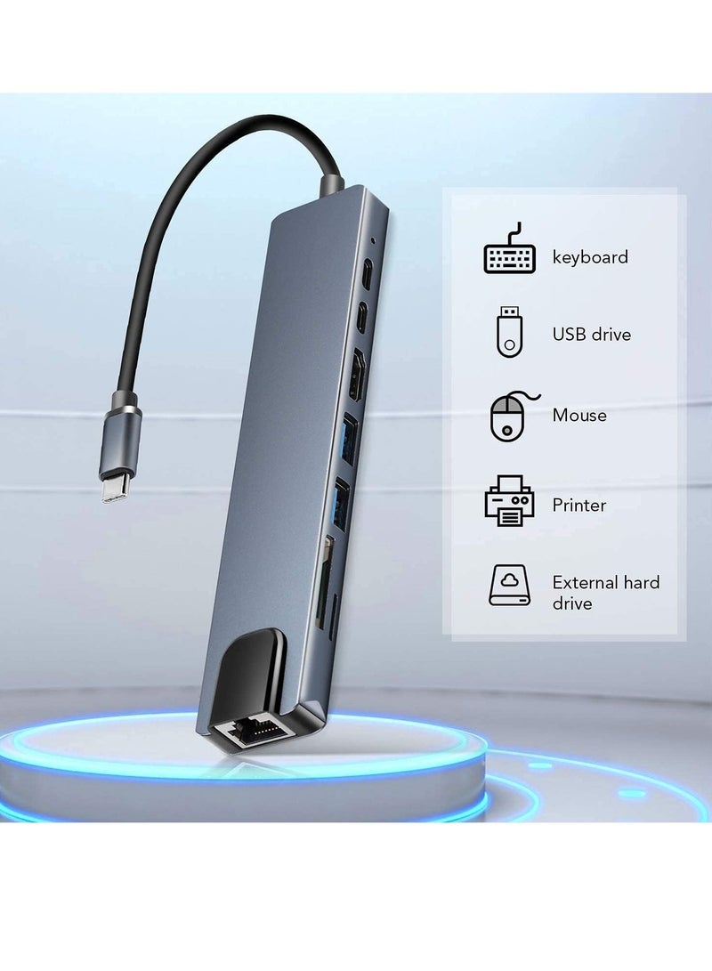 محول متعدد المنافذ 8 في 1 USB-C الجديد – 4K HDMI، إيثرنت جيجابت، وشحن PD لتحسين الاتصال - Image 4