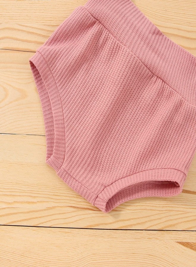 Fernvia Infant Baby Girls Easter Outfits Short Sleeve Rabbit Print Romper Elastic Waist Shorts with Hairband 3Pcs Clothes Set (A Pink, 0-6 Months) - Image 5