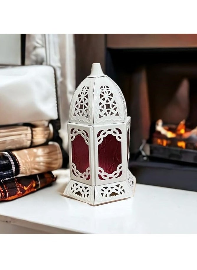 ماركة غير محددة فانوس رمضان معدن اجور 30سم لون - ابيض - مزخرف على الطراز الإسلامي شكل قبه - بتصميم متميز شكل رائع للديكور  قد يختلف  التصميم  - Image 1