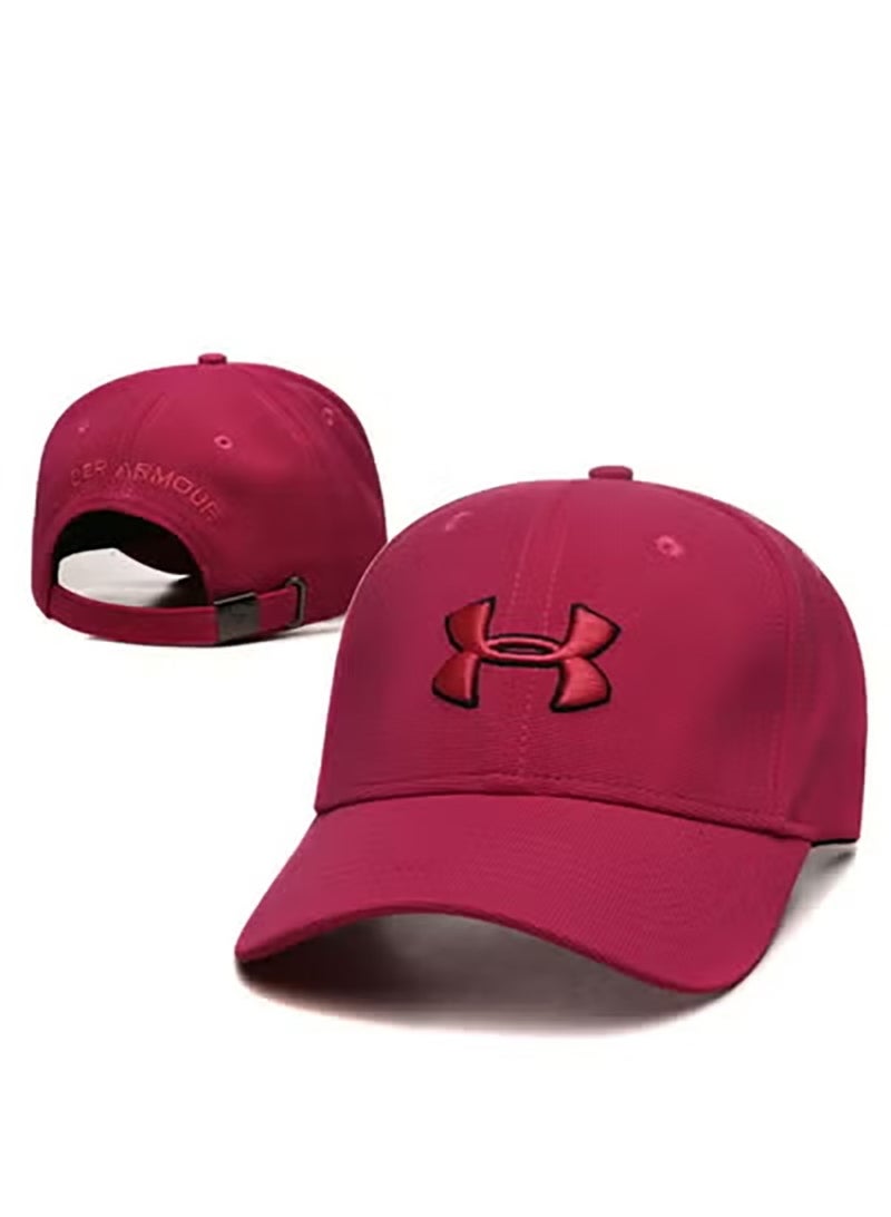 قبعة أندر أرمور بوردو ذات حافة منحنية - تطريز شعار UA الكلاسيكي