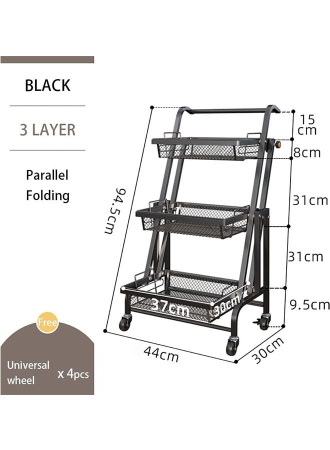 Kitchen Rack Metal Utility Shelves Multi-layer Floor Vegetable Fruit Baskets Organizer Racks Rolling Cart Storage Racks Extendable 180 Degrees  - Image 3