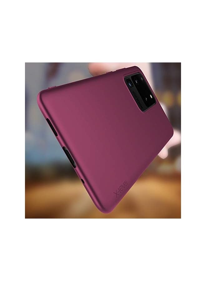 إكس ليفيل حافظة Galaxy S20 Ultra (5G)، حافظة هاتف محمولة ناعمة من مادة TPU رفيعة للغاية S20 Ultra، حافظة هاتف مطلية بطبقة نهائية غير لامعة متوافقة مع Galaxy S20 Ultra/S20 Ultra 5G - النبيذ الأحمر - Image 3