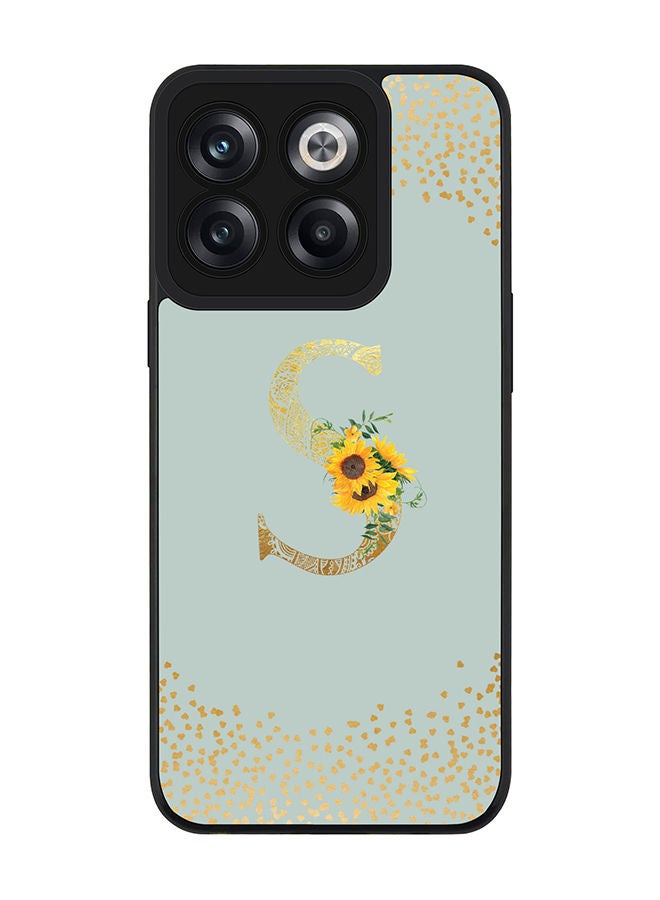 Stylizedd Rugged Black edge case for OnePlus 10T Slim fit Soft Case Flexible Rubber Edges Anti Drop TPU Gel Thin Cover - Custom Monogram Initial Letter Floral Pattern Alphabet - S (Light Grey ) - Image 1
