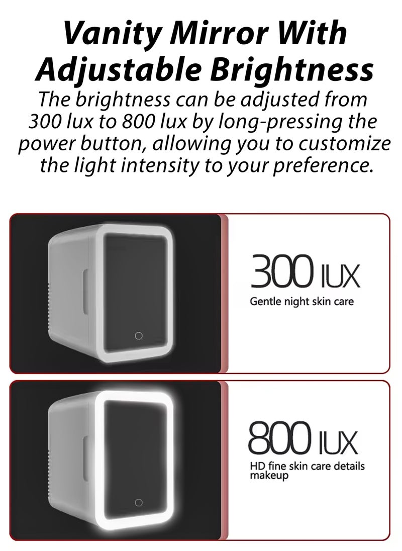 DBLEW - Portable Mini Makeup Fridge 4L Capacity Portable Small Refrigerator Cooler or Warmer With Vanity Mirror Door for Skincare Beauty Cosmetics Saloon Drinks Food Home Bedroom Dormitory Office and Car - Image 1