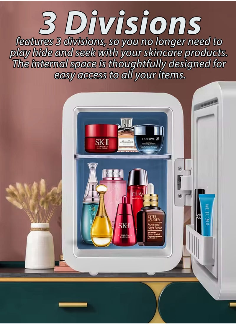 DBLEW - Portable Mini Makeup Fridge 4L Capacity Portable Small Refrigerator Cooler or Warmer With Vanity Mirror Door for Skincare Beauty Cosmetics Saloon Drinks Food Home Bedroom Dormitory Office and Car - Image 1