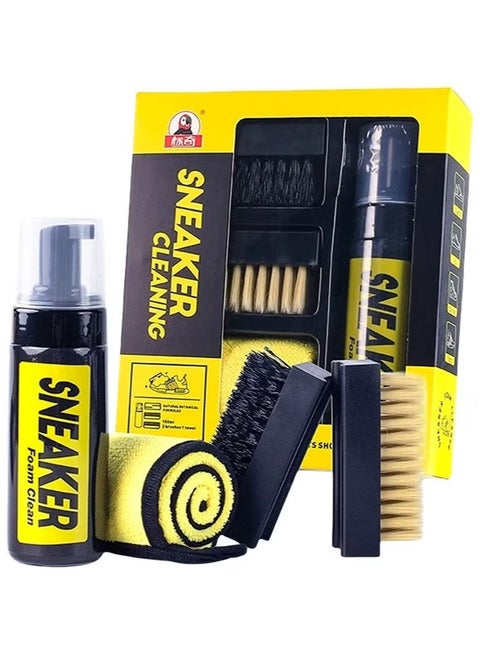 Shoe & Sneaker Cleaner Kit – Deep Cleaning Foam, Dual Brushes (Soft & Stiff), Microfiber Towel – Ultimate Shoe Care Set for Sneakers, Leather, Suede, Nubuck, Trainers & Casual Shoes – Men & Women