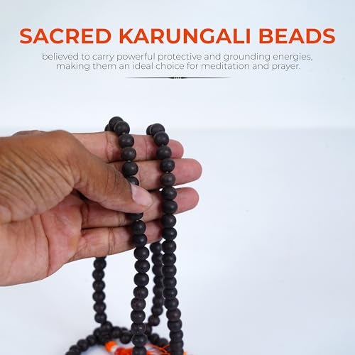 WoCra® 100% Natural Karungali Malai 8mm Original - 108 Beads Government Lab Certified Genuine Black Ebony Wood Mala Necklace for Spiritual Growth & Meditation, Premium Elastic thread, Unpolished Prayer Beads for Men Women | 1 Piece - Image 5
