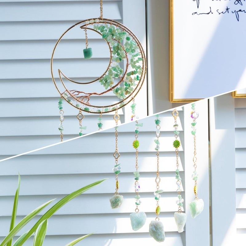 Dreamsum Tree of Life Dream Catcher Green Fluorite Dream Catcher Crystals for Windows Wall Decor with Healing Crystal Stone & Fluorite Crystal Dream Catchers for Adults for Bedroom Home Decor - Image 5