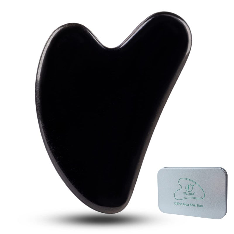 Ditind Gua Sha Facial Tools Black Obsidian Gua Sha Massage Tool Natural Jade Guasha Tool for Face and Body Skin Massage Gua Sha Set for SPA Acupuncture Therapy Trigger Point Treatment