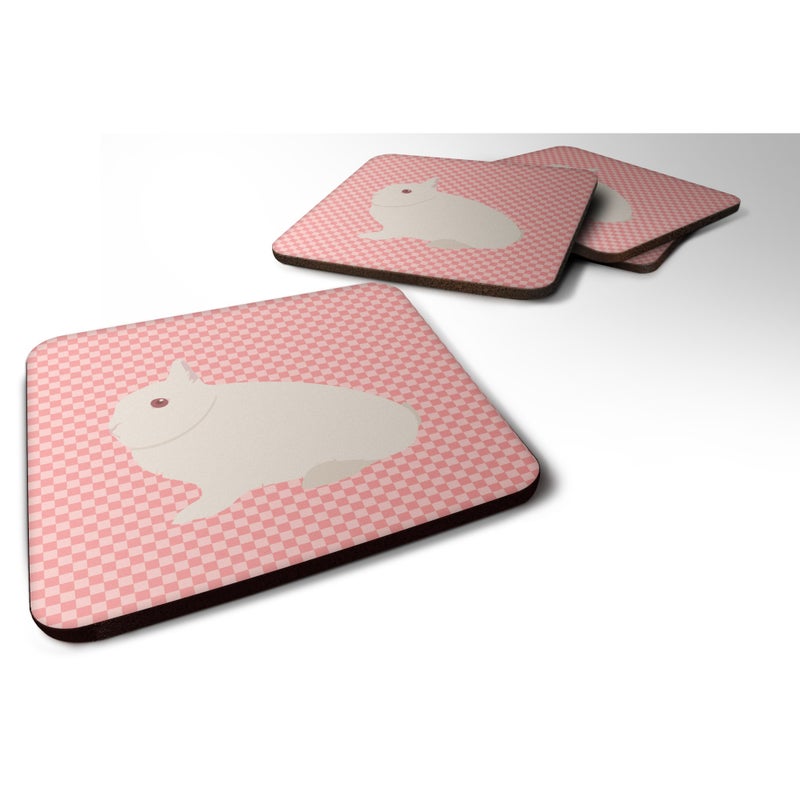 Caroline's Treasures ""Caroline's Treasures Hermelin Rabbit Pink Check Decorative Coasters  3.5""""  Multicolor"" 