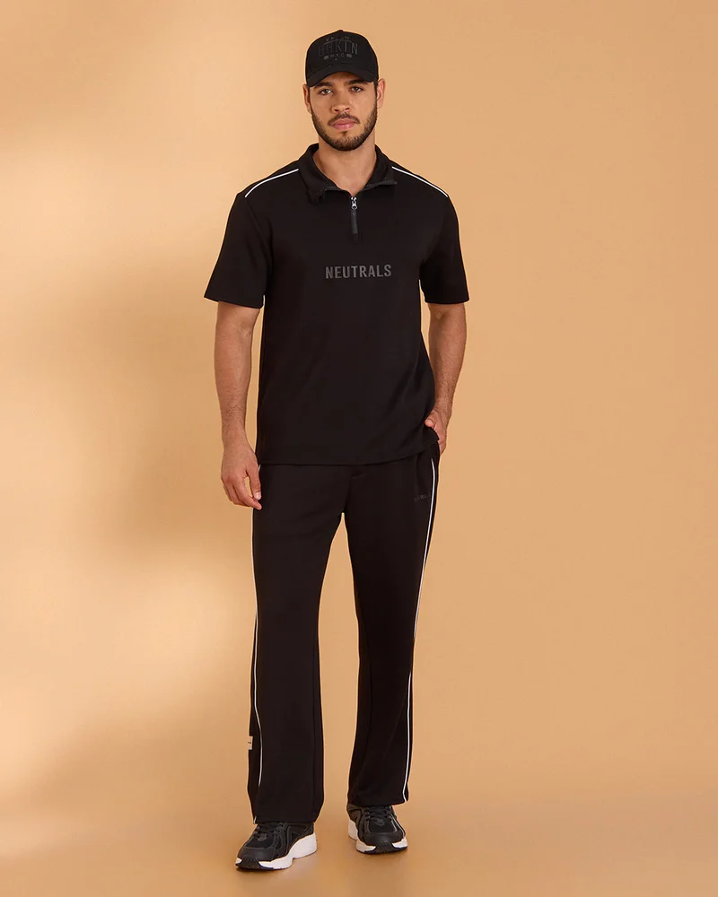 Redtag Men Black Modal Lounge Track Pants