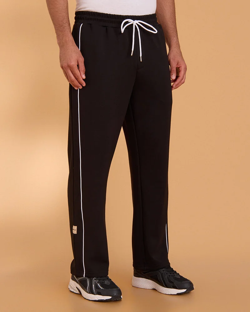 Redtag Men Black Modal Lounge Track Pants