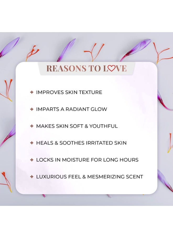 Just Herbs Saffron + Malai Nourishing Body Milk Moisturizer for Men & Women | Hydrating Body Lotion for Dull, Tired & Dry Skin | Suits All Skin Types - 300 ml  - Image 3