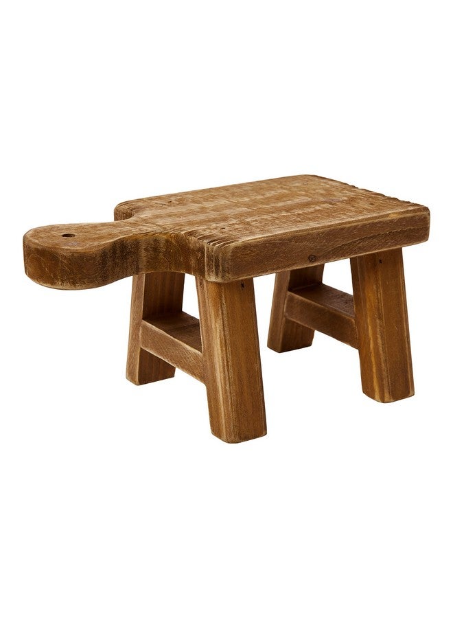 Creative Co-Op DA6897 Square Wood Stool Shaped Riser with Handle, Brown - Image 1