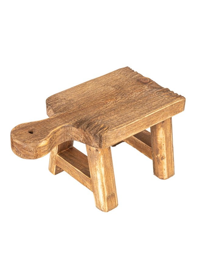 Creative Co-Op DA6897 Square Wood Stool Shaped Riser with Handle, Brown - Image 2