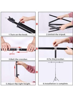 PADOM Padom T-Shape Portable Background Backdrop Support Stand Kit 5ft  150cm Wide 7ft 200cm Tall Adjustable Photo Backdrop Stand with 4 Spring Clamps  - Image 4