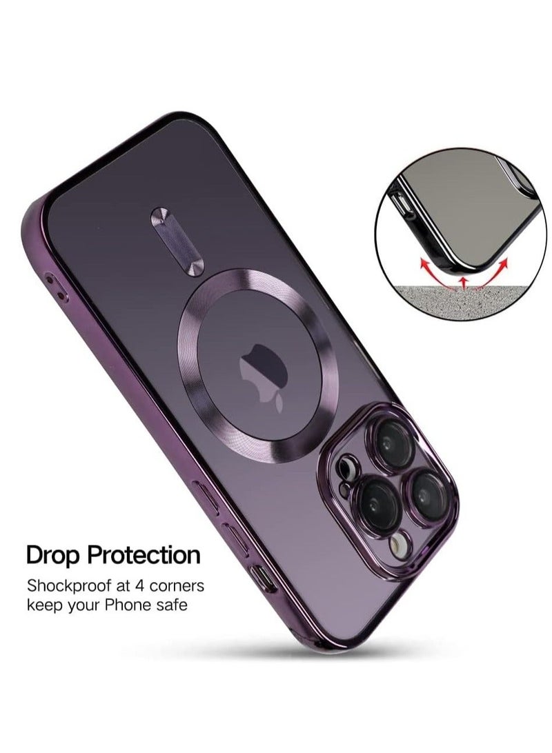 MUNTAQI Case Compatible for iPhone 14 Pro Max with Camera Lens Protector (Compatible with MagSafe) Magnetic Anti-Scratch Shockproof Protective iPhone 14 Pro Max (6.7 Inch) Case for Women Men - Purple - Image 5