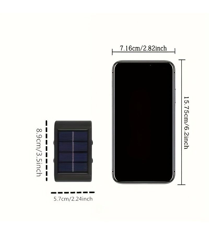 2Pcs 6 LED Outdoor Solar Wall Lights Warm White Anti Glare Dual Head Spotlight - Image 3