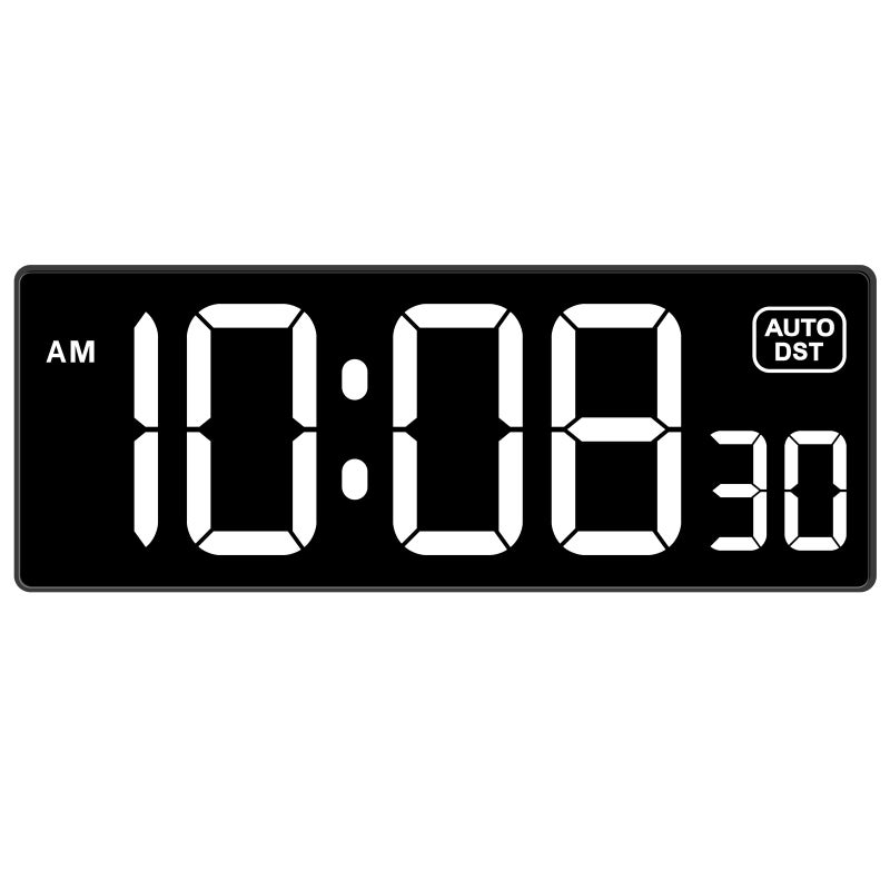 Soobest LED Digital Wall Clock with Seconds, Electric Clock Plug Auto DST Dimmer LED Large Display 10 Inches (White) - Image 1