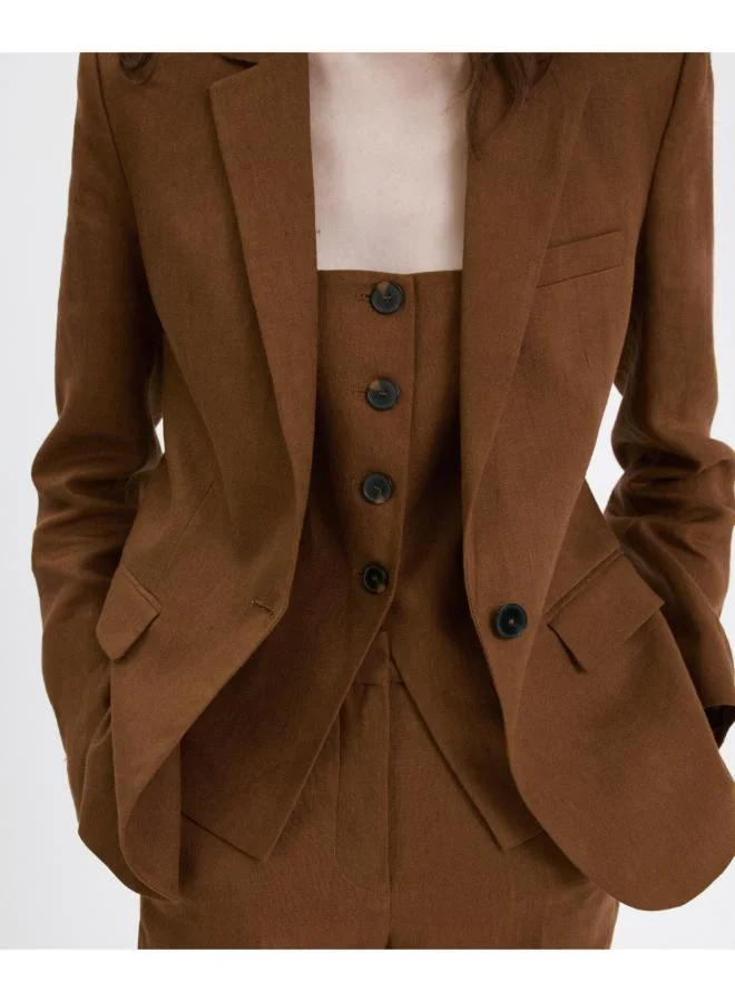 MANGO Linen suit jacket