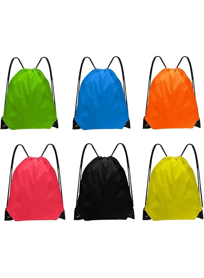 S-TOP 6 Pack Drawstring Bags Drawstring Gym Bag Waterproof Running Backpacks Sports String Bag String Swim PE Bag for Sports, School, Gym, Travel, Swimming Beach Storage Organization - Multicolor5.0 38.2238.22 - Image 1