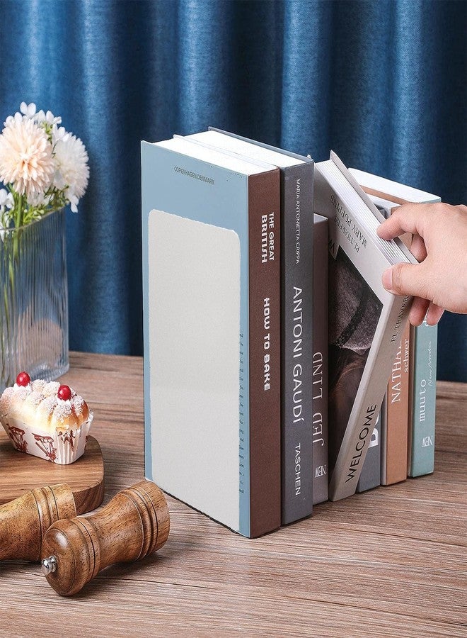 Spillbox حوامل كتب معدنية مانعة للانزلاق من Spillbox | رفوف كتب | طاولة دراسة | ديكور منزلي | حوامل | حافظة | دعامة | قاعدة | شديدة التحمل | طقم | حوامل كتب للمكتب والمنزل (أبيض سادة) - Image 2