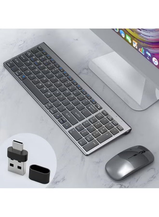 dida-cosmos Keyboard and Mouse Rechargeable,Yakiter USB A & Type C Receiver 2.4G Wireless Mouse and keyboard,Type C charging Computer Keyboard and Mouse for PC, Laptop, Desktop, Phone - Image 2