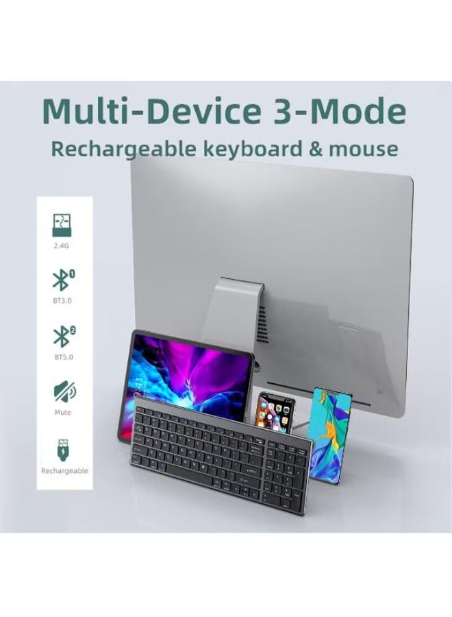 dida-cosmos Keyboard and Mouse Rechargeable,Yakiter USB A & Type C Receiver 2.4G Wireless Mouse and keyboard,Type C charging Computer Keyboard and Mouse for PC, Laptop, Desktop, Phone - Image 5