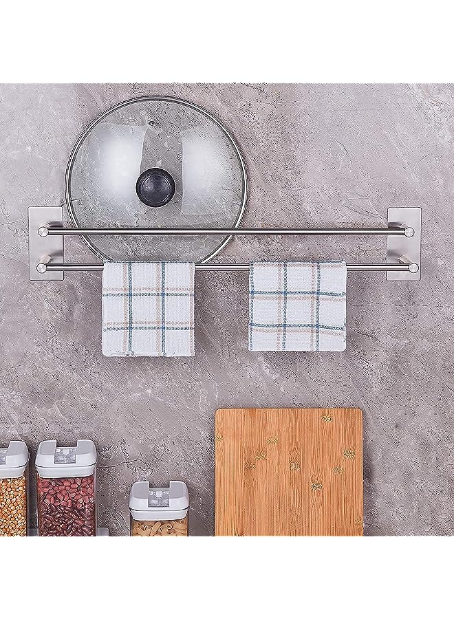 Raxoom Towel Rack Set with 3 Hook, 2 Layer Towel Bar | Anti-rust Water-proof | Self-adhesive | Strong load-bearing | Sturdy | Toilet Bathroom Bath Towel Cleaning Tools Holder (Long:40cm) - Image 1