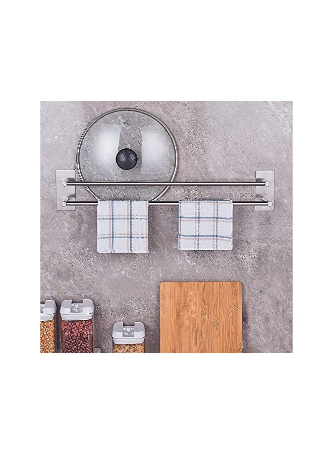 Raxoom Towel Rack Set with 3 Hook, 2 Layer Towel Bar | Anti-rust Water-proof | Self-adhesive | Strong load-bearing | Sturdy | Toilet Bathroom Bath Towel Cleaning Tools Holder (Long:40cm) - Image 2