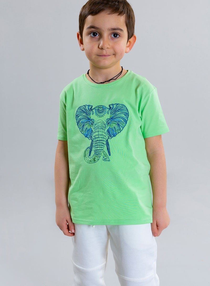 Pear Concept Kids Elephant Embroidered T-Shirt - Image 1