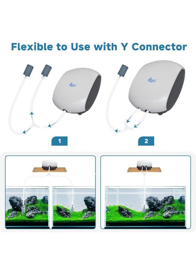 AQQA AQQA Aquarium Air Pump Quiet Fish Tank Aerator Pump Fish Oxygen Pump with Air Tubes Air Stones & Check Valve (3W for Up to 60 Gal) - Image 5